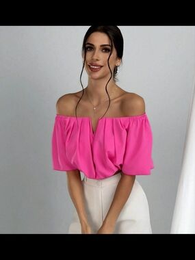 SHEIN Hot Pink Off-Shoulder Crop Top